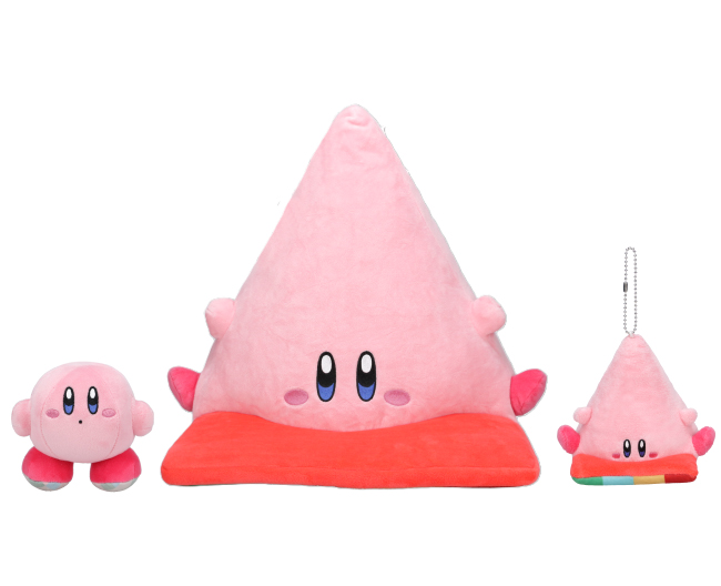 にぎにぎマスコット　（1650円）、さんかくほおばりクッション　（4950円）、さんかくほおばりマスコット　（1870円）