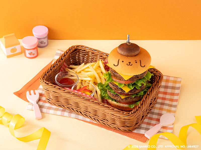 「もぐもぐチーズバーガー」（シングル：1690円、ダブル：2090円、トリプル：2490円）　(C)2026 SANRIO CO., LTD. APPROVAL NO. L664927