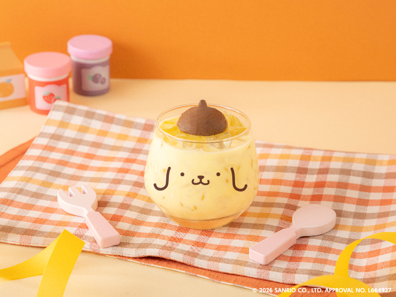 「ポムポムプリンのフルーツミルク」（890円）　(C)2026 SANRIO CO., LTD. APPROVAL NO. L664927