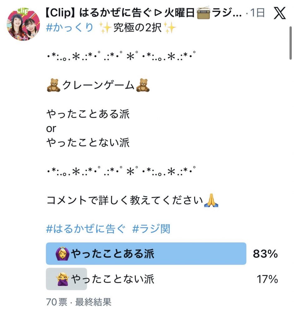 アンケート結果(番組公式Xより)