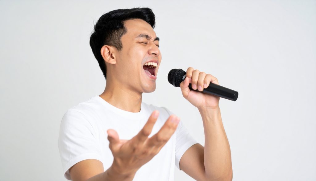 カラオケで熱傷する男性