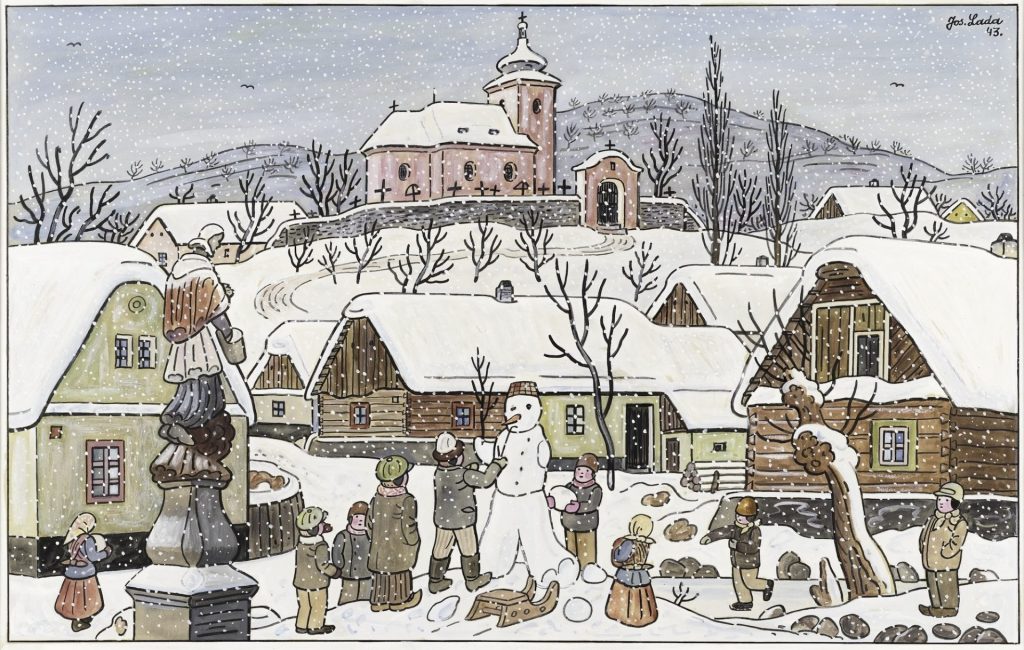 『冬の子どもたち』1943 年、ガッシュ / 紙、個人蔵、JosefLada.cz s.r.o.