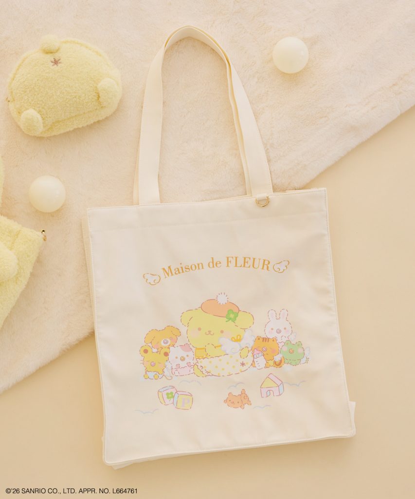 「ポムポムプリン スクエアトートバッグ」（アイボリー・7000円）