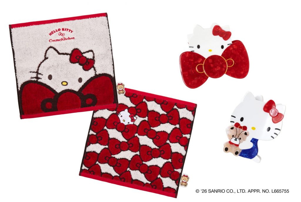 「＜HELLO KITTY＞タオルハンカチ フェイス/リボン」（1650円）、「＜HELLO KITTY＞バンスクリップ リボン/ボディ」（2970円）