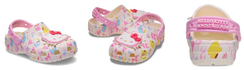 「ハローキティ アンド フレンズ パステル クラシック クロッグ」（22〜31cm・9900円、キッズサイズ・18〜21cm・7700円、トドラーサイズ・14〜17.5cm・7150円）　(C) 2026 SANRIO CO., LTD. APPROVAL NO. L670993
