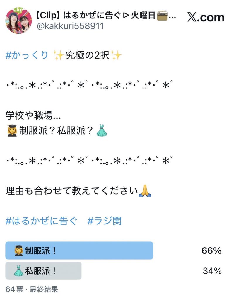 アンケート結果（番組公式Xより）