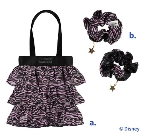「ハンナ・モンタナ フリルトートバッグ」（4950円）、「ハンナ・モンタナ シュシュ」（2420円）