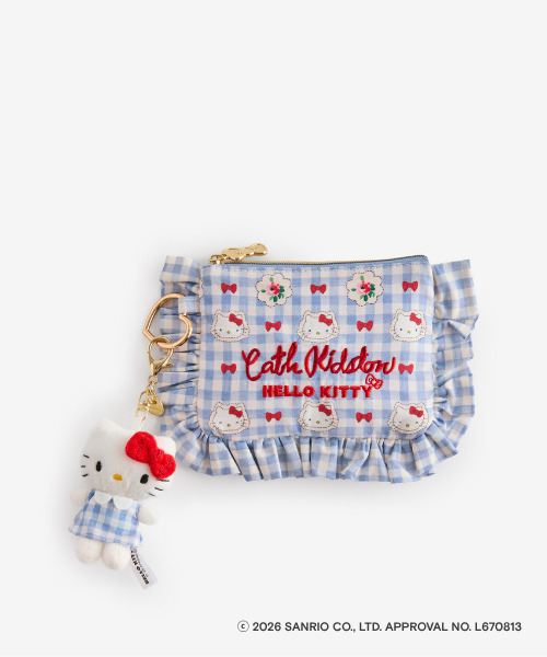 「Cath Kidston × Hello Kitty フリルティッシュポーチ＆マスコットチャームセット Sax」（8800円）