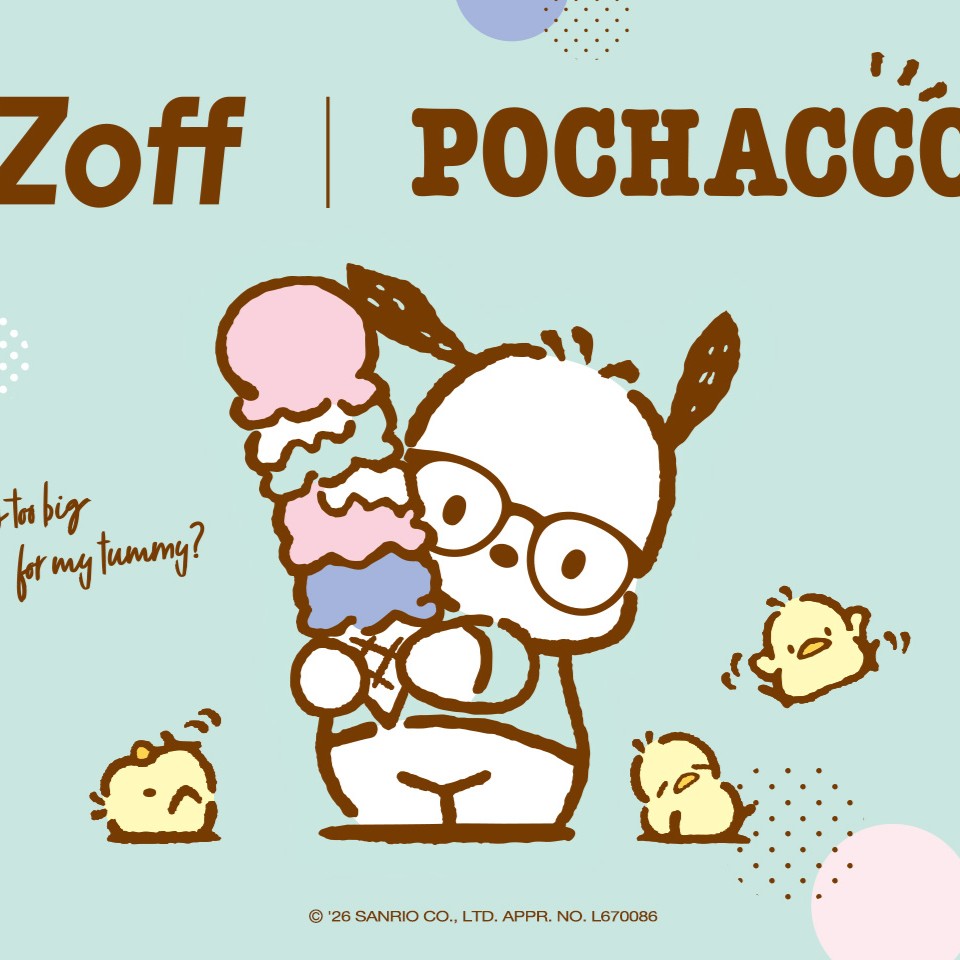 「Zoff｜POCHACCO」“Icecream Collection”が登場　(C)2026 SANRIO CO., LTD. APPROVAL NO. L670086