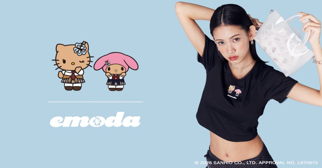 EMODAから「ハローキティ」「マイメロディ」とのコラボレーションアイテムが登場