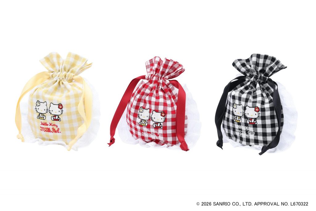 「F2F DRAWSTRING POUCH」（ライトイエロー・レッド・ブラック・3960円）