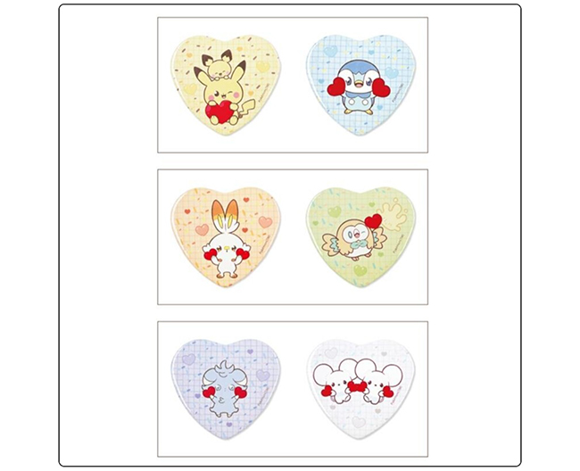 「ハート缶バッジ2個セット」（各935円）　(C)Pokemon. (C)Nintendo/Creatures Inc. /GAME FREAK inc.