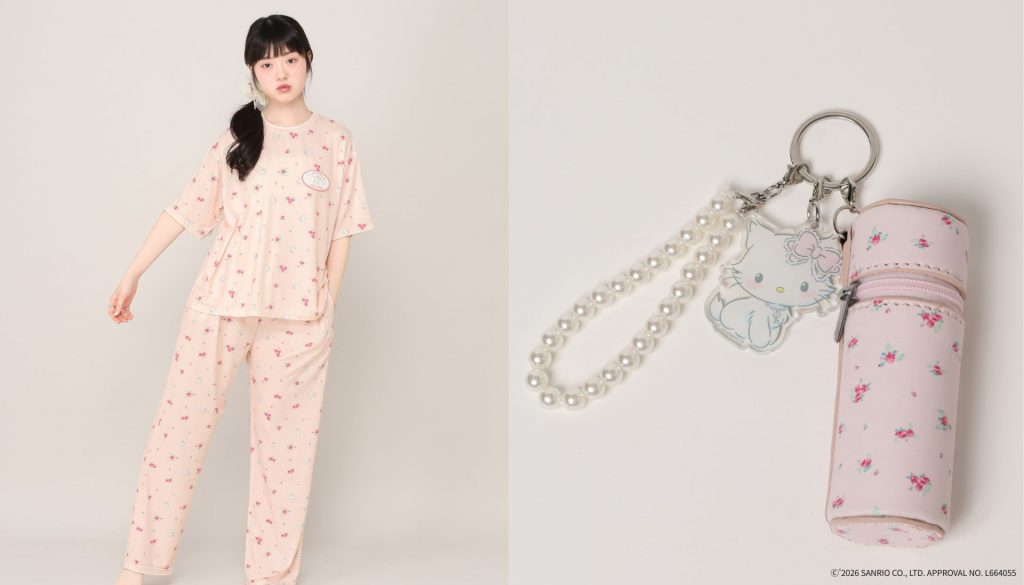 【Heather】サンリオキャラクターズ「ルームウェアSET」（全3種 9900円）、「フラワーリップチャーム」（全3種 3300円）(C)'2026 SANRIO CO., LTD. APPROVAL NO. L664055