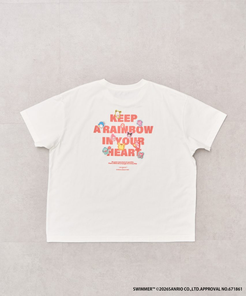 SWIMMER×Sanrio characters Series「ステッカー風デザインTシャツ」（3490円）
