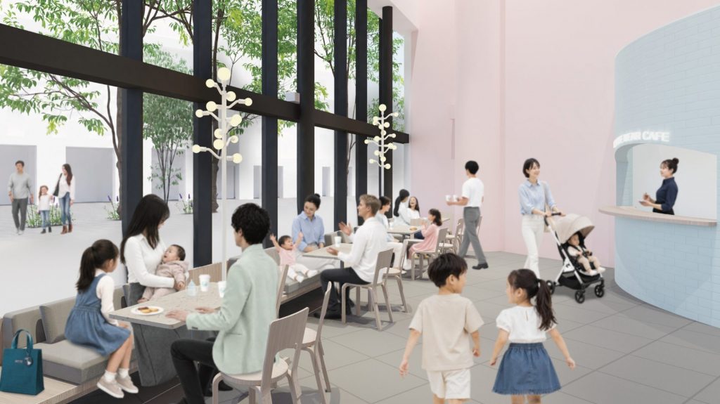 「WHITE BEAR CAFE」の店装はピンクを基調とした明るく開放感のある空間へと一新