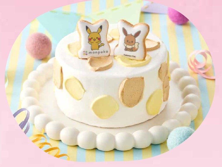「モンポケ ピカチュウ&イーブイのパステルバースデーケーキ」(直径12cm×高さ6cm・5184円)