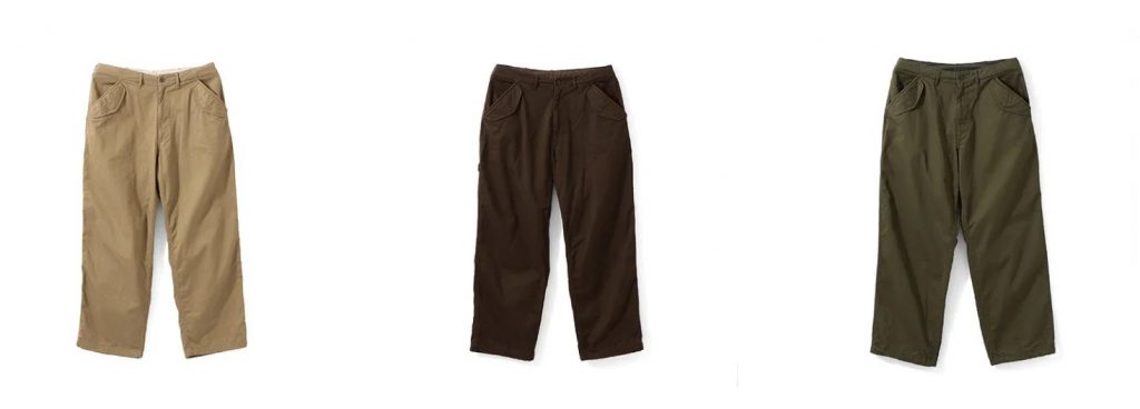 STARBUCKS STAND by BEAMS「フラップチノパンツ」（ブラウン・ベージュ・オリーブ　1万9800円）