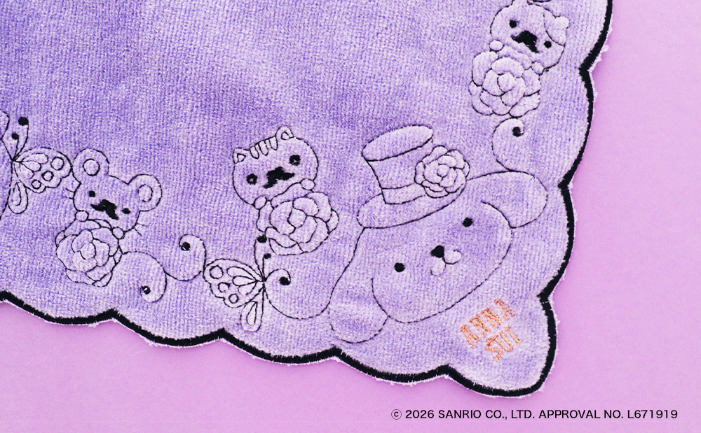 「刺繍タオルハンカチ」の刺繍アップ