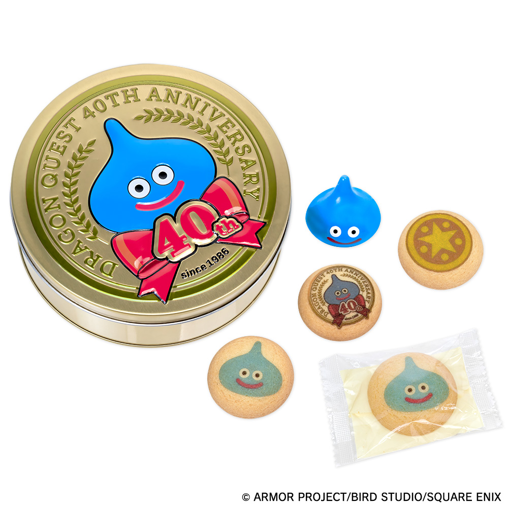 「40周年記念缶 アニバーサリー チョコインクッキー」（2980円）(C)ARMOR PROJECT/BIRD STUDIO/SQUARE ENIX