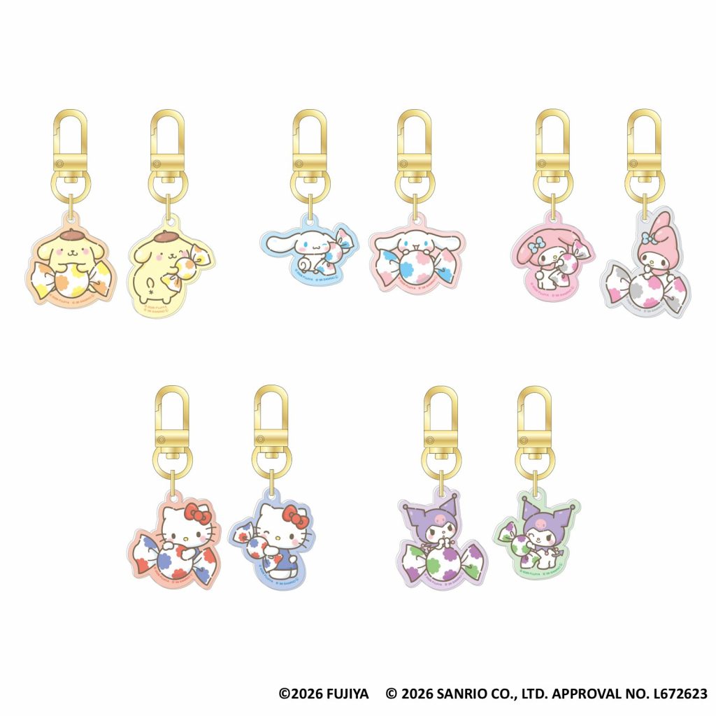 「ミルキー×サンリオキャラクターズ　ツインキーチャーム」（全5種・各715円）