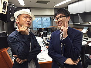 垂水のスター ブラボーしろうさん（左） 109シネマズHAT神戸 副支配人　野田崇史さん（右）